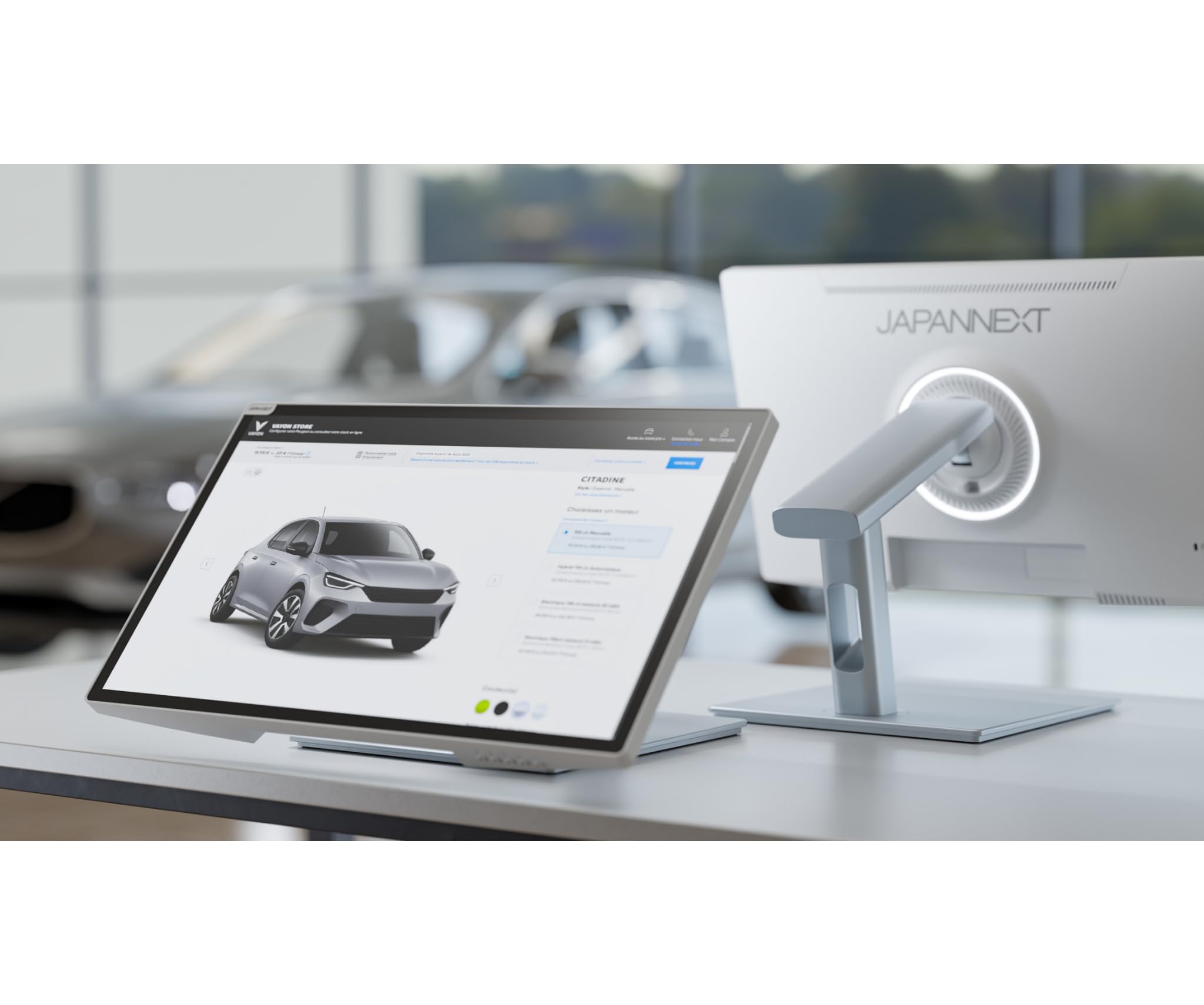 JapanNext Monitor Táctil Blanco 21.5" IPS Full HD con Brazo articulado | Full HD (1920x1080) con Brazo articulado | Carga vía USB-C(65W) Altura e inclinación Ajustables | JN-IPS2152FHDR-C65W-FLD-T