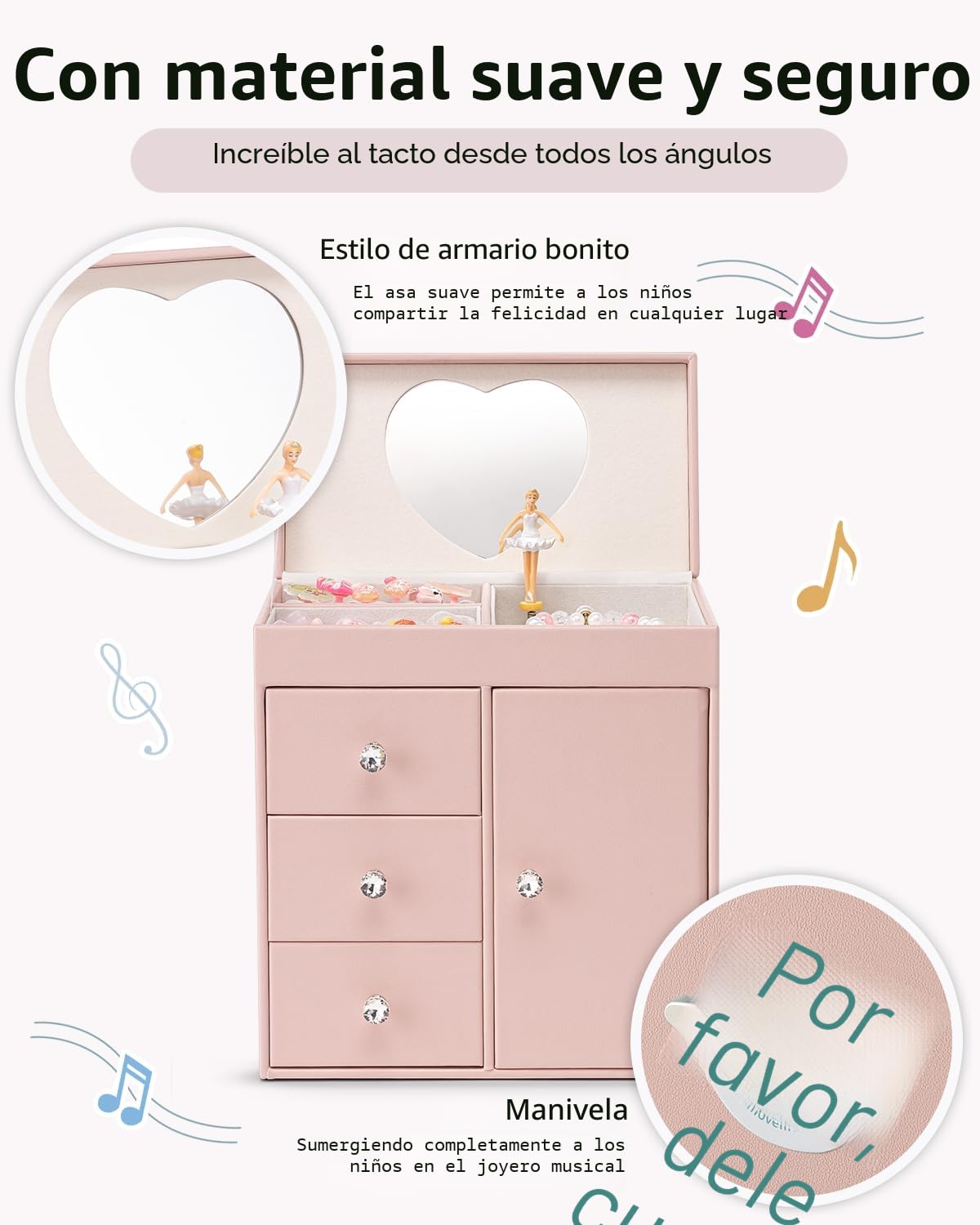 Caja de música para niñas con bailarina, joyero musical 4 capas