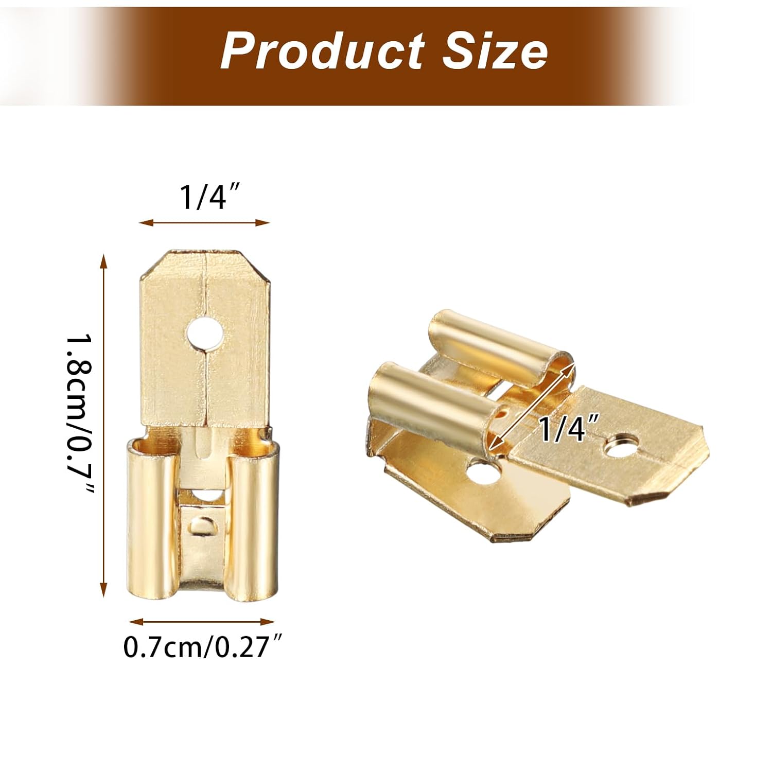Sumnacon Piggyback Spade Connectors 60 Pcs Quick Disconnect Double Male Female Adapter for Automotive Brass Teriminals Assotment Kit for Marine Gold Electrica Spade Connectors Crimp with 3 Way Adapter