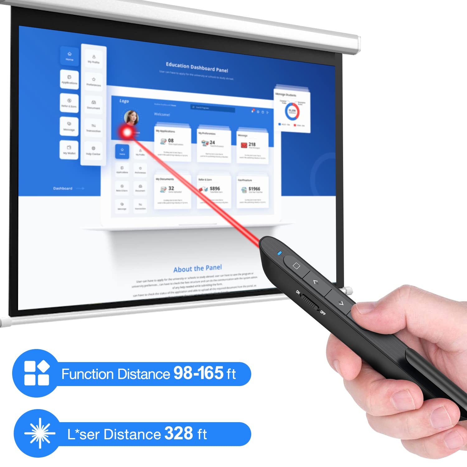 HELLCOOL USB C Presenter, Powerpoint Fernbedienung via USB A & USB C Empfänger, Presenter mit Rot Laserpointer für Präsentationen, Präsentationsfernbedienung für Windows 7 10 11/Mac/PowerPoint/Keynote