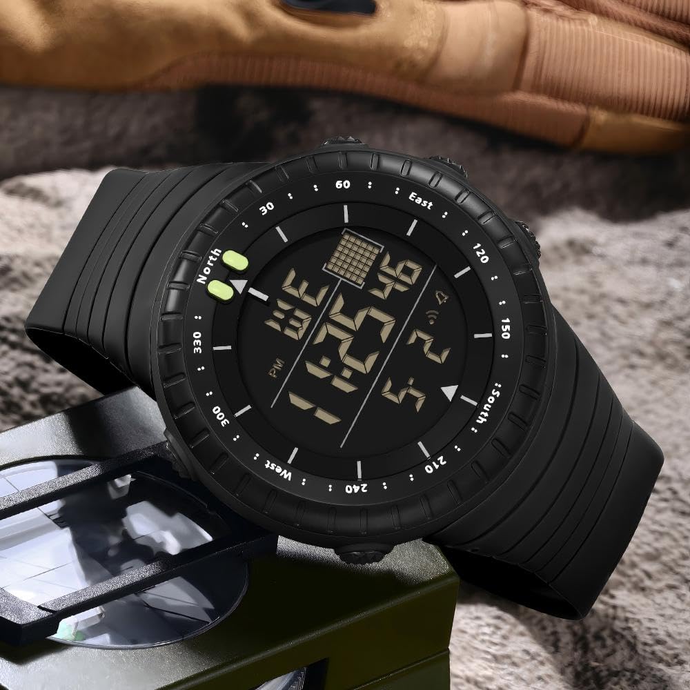 Reloj deportivo digital para hombre, reloj táctico militar impermeable con retroiluminación LED, relojes para hombres, Negro -, Digital 3
