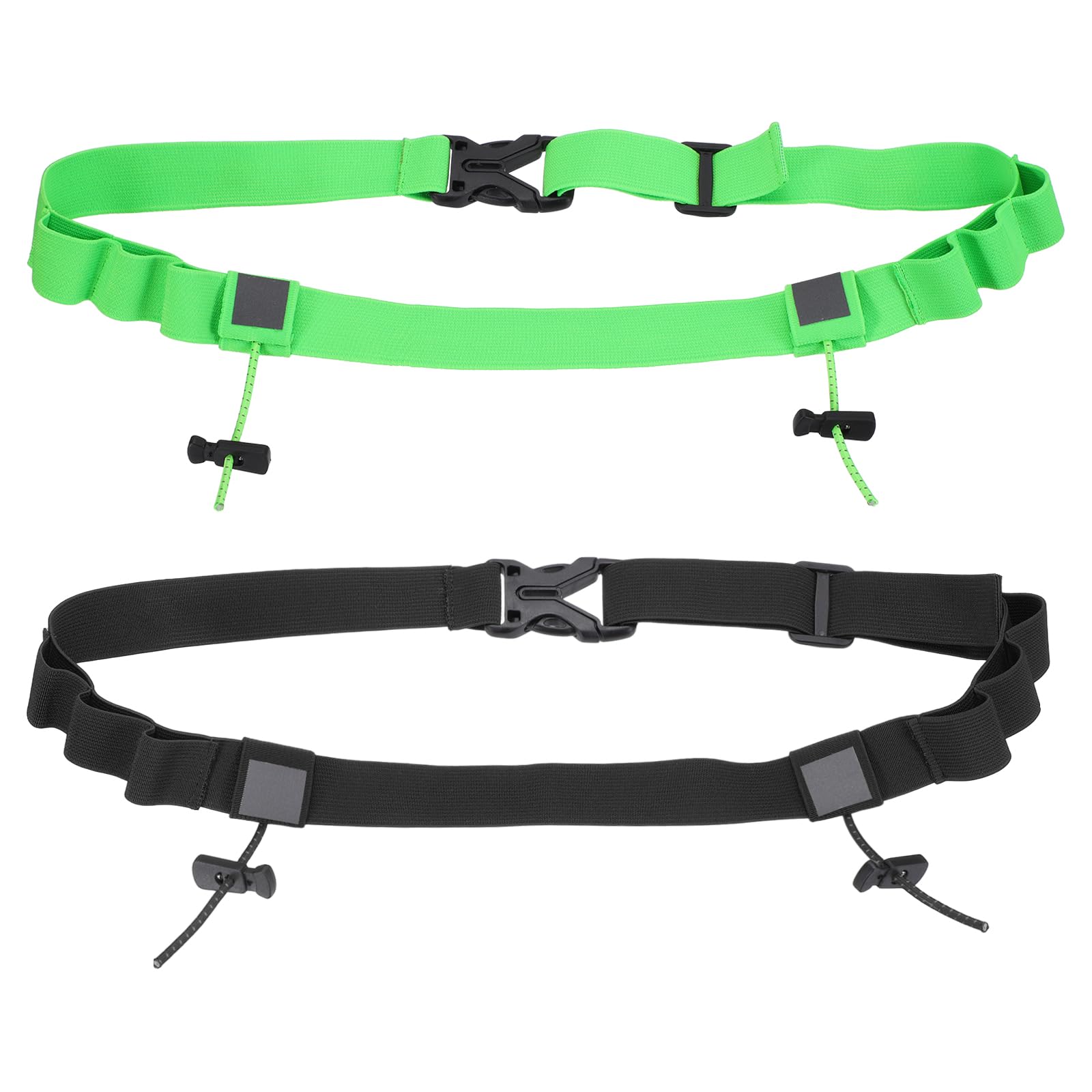 YELARXI Race Number Belt, Elastic Comfortable Running Belts with 6 Energy Gel Loops, Sport Race Bib Holder 2 Pcs & Black/Fluorescent Green-Fitting for (Running/Triathlon/Marathon/Cycling)