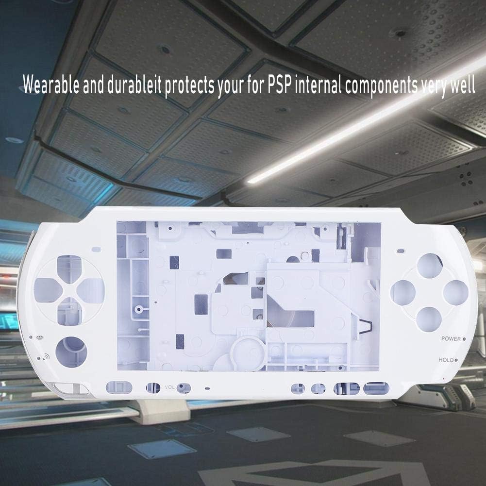 Game Console Case for PSP 3000, Full Housing Shell with Screwdriver,Simple Design, Compact, Lightweight,Easy to Carry,5 Color (White)