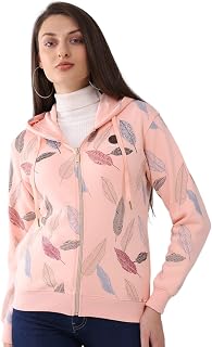Monte Carlo Women’s Regular Fit Sweatshirt | Printed Pattern | Hooded Neck | Full Sleeves | Zip Closure | Stylish Fashiona... Price In India