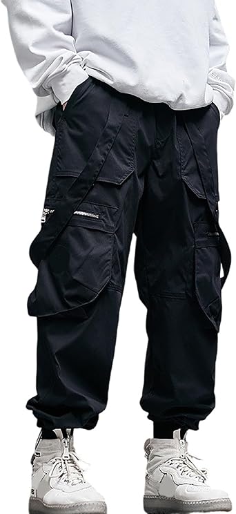XYXIONGMAO Mens Japanese Paratrooper Functional Cargo Pants Streetwear Mens Harem Pants Casual Goth Pants for Men Tech Pants