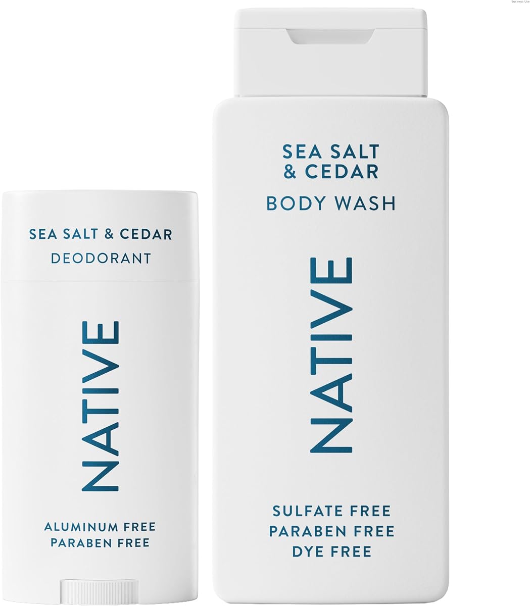 Natural Deodorant & Body Wash Bundle for Men Contains Naturally Derived Ingredients, Sea Salt & Cedar Scent, 2.65 oz & 18 oz (Pack of 2)