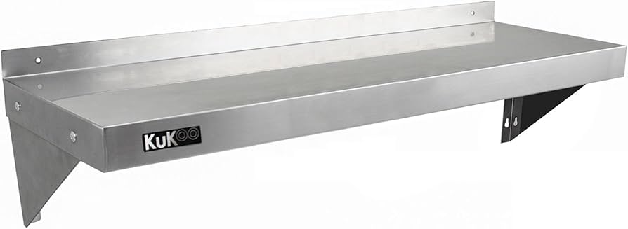 Mensola A Muro In Acciaio Inox 2 Ripiani Per Cucina | Scaffale Da Parete Regolabile 80x30x40 Cm | Ideale Per Ristoranti E Bar - 4