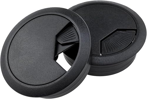 Miniatura 3 de 4 piezas de 2 pulgadas (1.969 in) Oficina PC escritorio cubierta de agujero de alambre de plástico ABS agujeros de escritorio organizador de cable