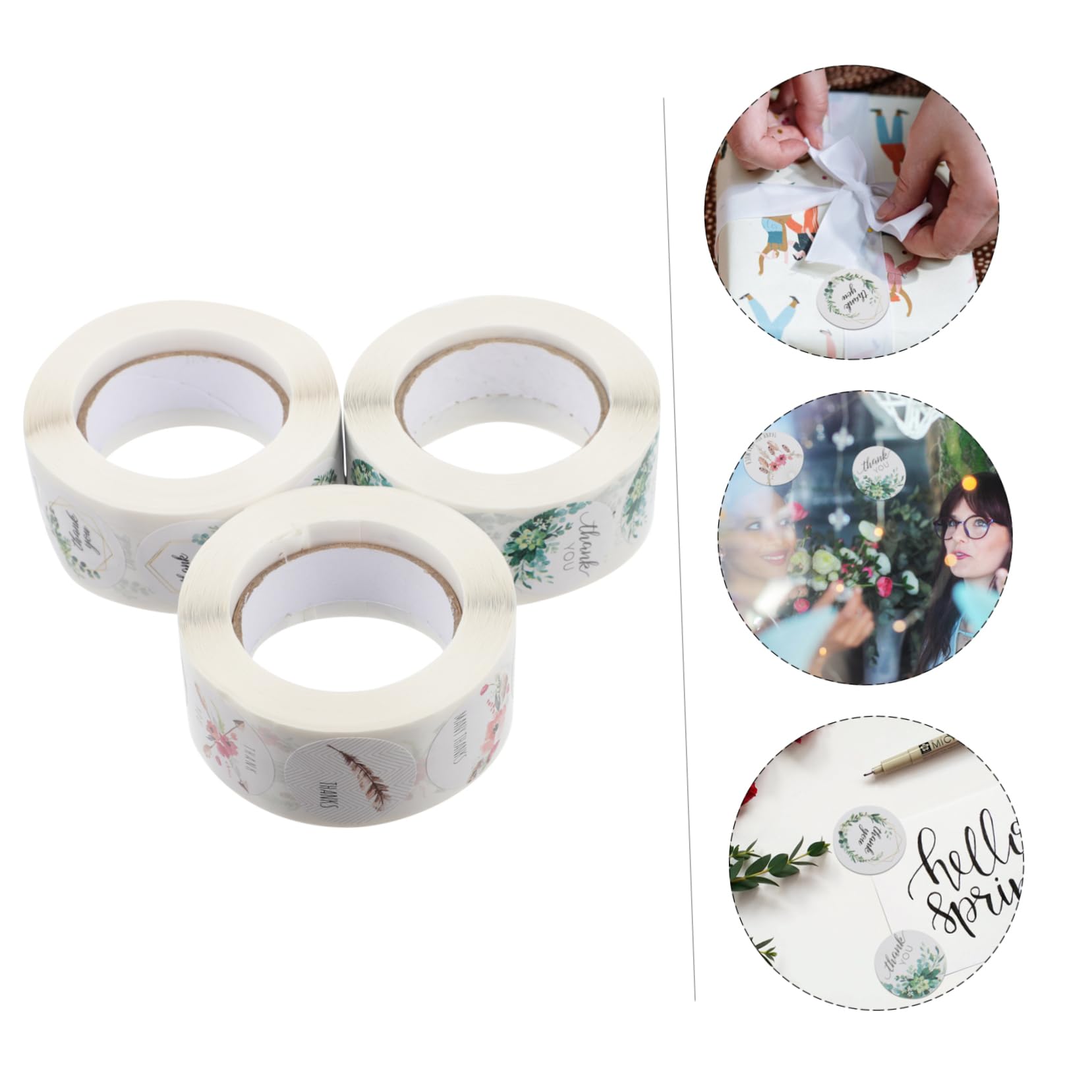 Tofficu 18rotoli Adesivi Ringraziamento Per Decorazioni Di Feste Di Stickers Autoadesivi Floral Per Buste Sacchetti e Regali Etichette Per Compleanni e Matrimoni