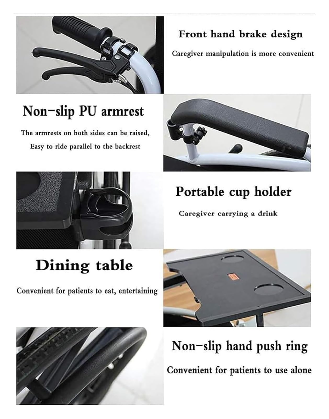 Silla de Ruedas de Viaje，Andadera Adulto， Silla de Ruedas Ligera y Plegable de Transporte con reposacabezas y Respaldo reclinable