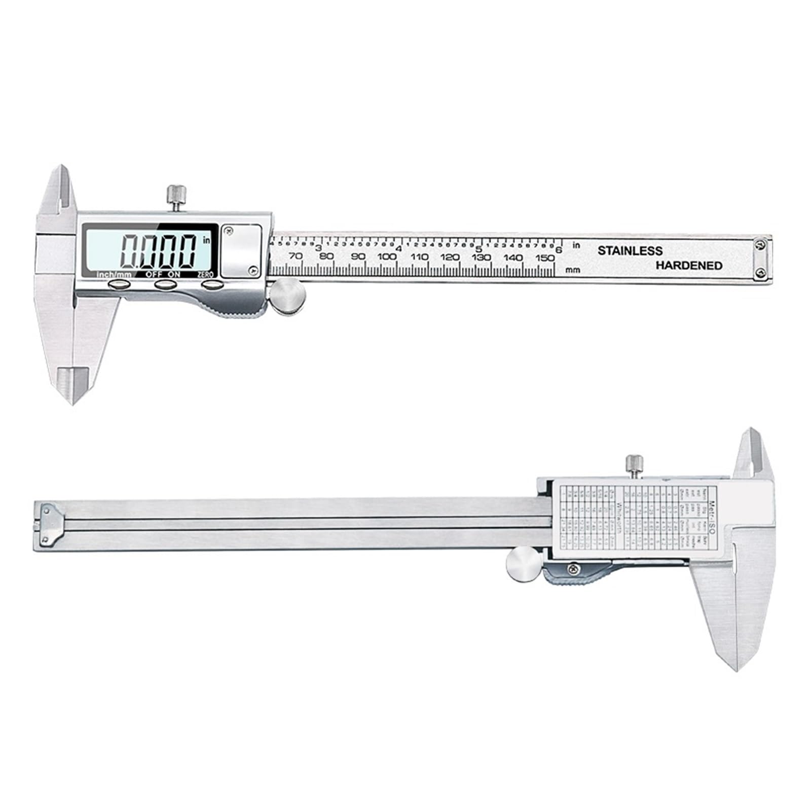 Pies de Rey Calibrador Vernier Digital electrónico de Acero Inoxidable 6 Pulgadas y 150mm, medición micrómetro Metal