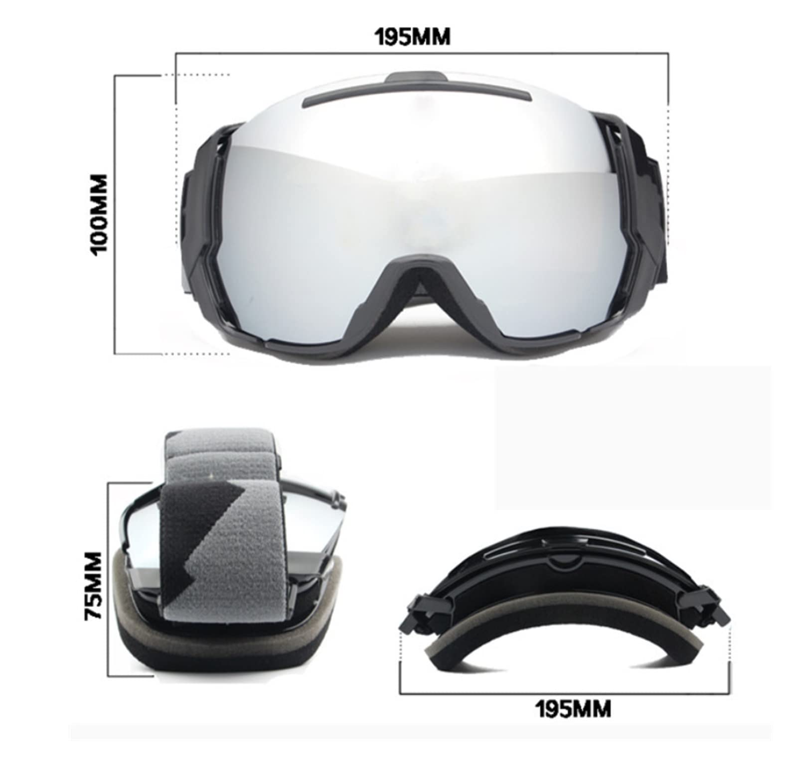 QINQIN Gafas de Sol de esquí Ajuste for Las Gafas de esquí Anti-Niebla con Lentes de día Soleado y Opciones de Lentes de día Nublado, Gafas de Sol de Snowboard Desgaste sobre Gafas RX