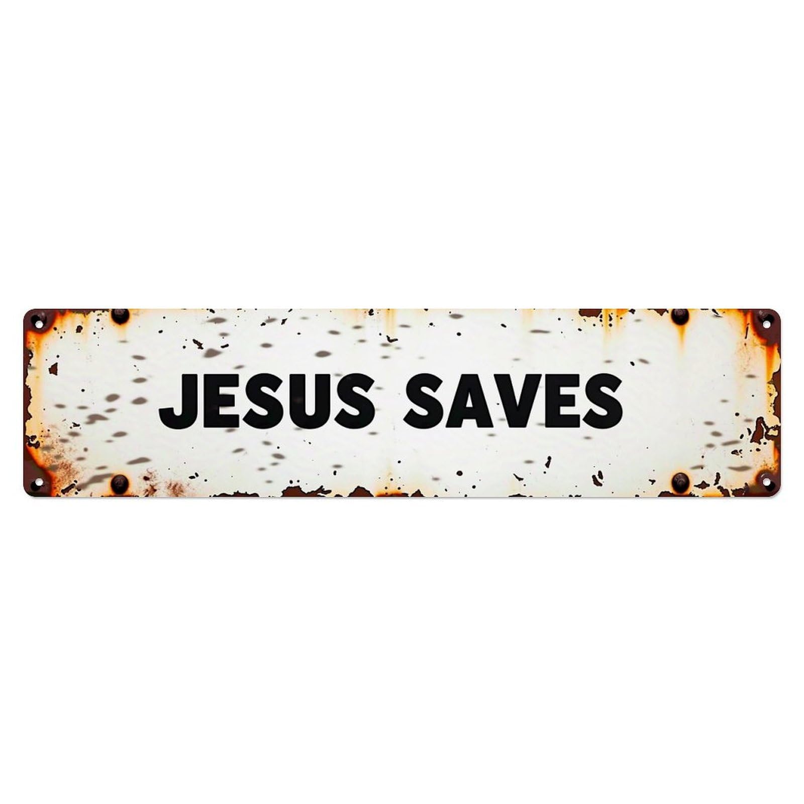 Jesus Saves Rusty Metal Sign Vintage Tin Sign Retro Metal Wall Decor Metal Poster, Home Bar Garage Farmhouse Cafe Wall Art Decoration 4x16Inch