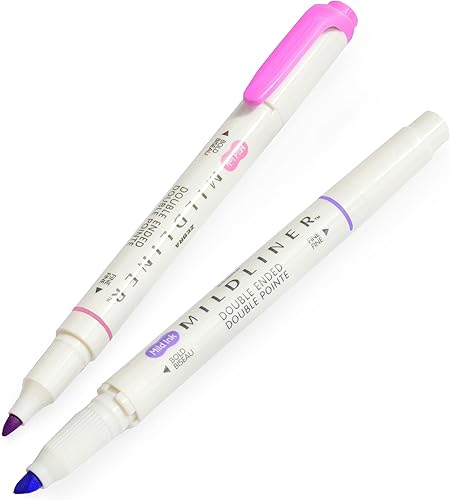 Miniatura 2 de ZEBRA Mildliner - Rotuladores creativos, doble extremo, bonito en rosa y morado