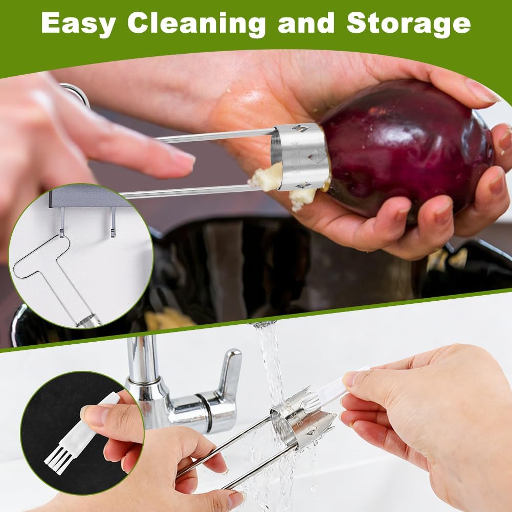 T‑Handle Stainless‑Steel Pepper Corer, Bell Pepper Seed Remover for Tomato A-pple Pear Fruit Veggie Prep