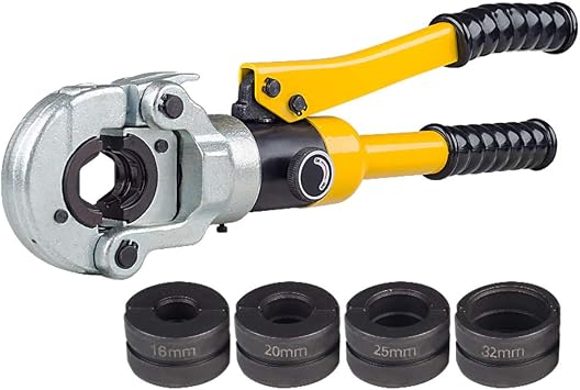 Huanyu 16-32mm2 Hydraulic Pipe Tube Crimping Tool Pressure Pipe Clamp Crimping Pliers for Aluminum-plastic Pipes with 16 20 25 32mm2 molds CW-1632, Mold B
