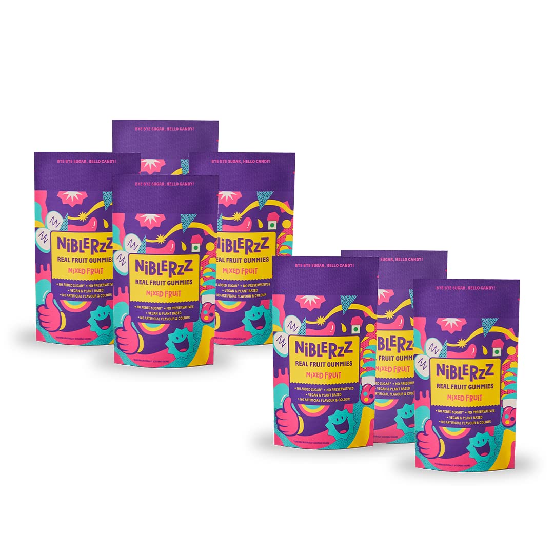 Niblerzz Real Fruit Gummies For Kids & Adults, Natural Mixed Fruit Candy For Kids - Mango Orange Blueberry, No-Added Sugar, Vegan, No Preservatives (Mix Fruit, Pack Of 7) - 210 Gram (B0BDR4QR3R) Amazon Price History, Amazon Price Tracker