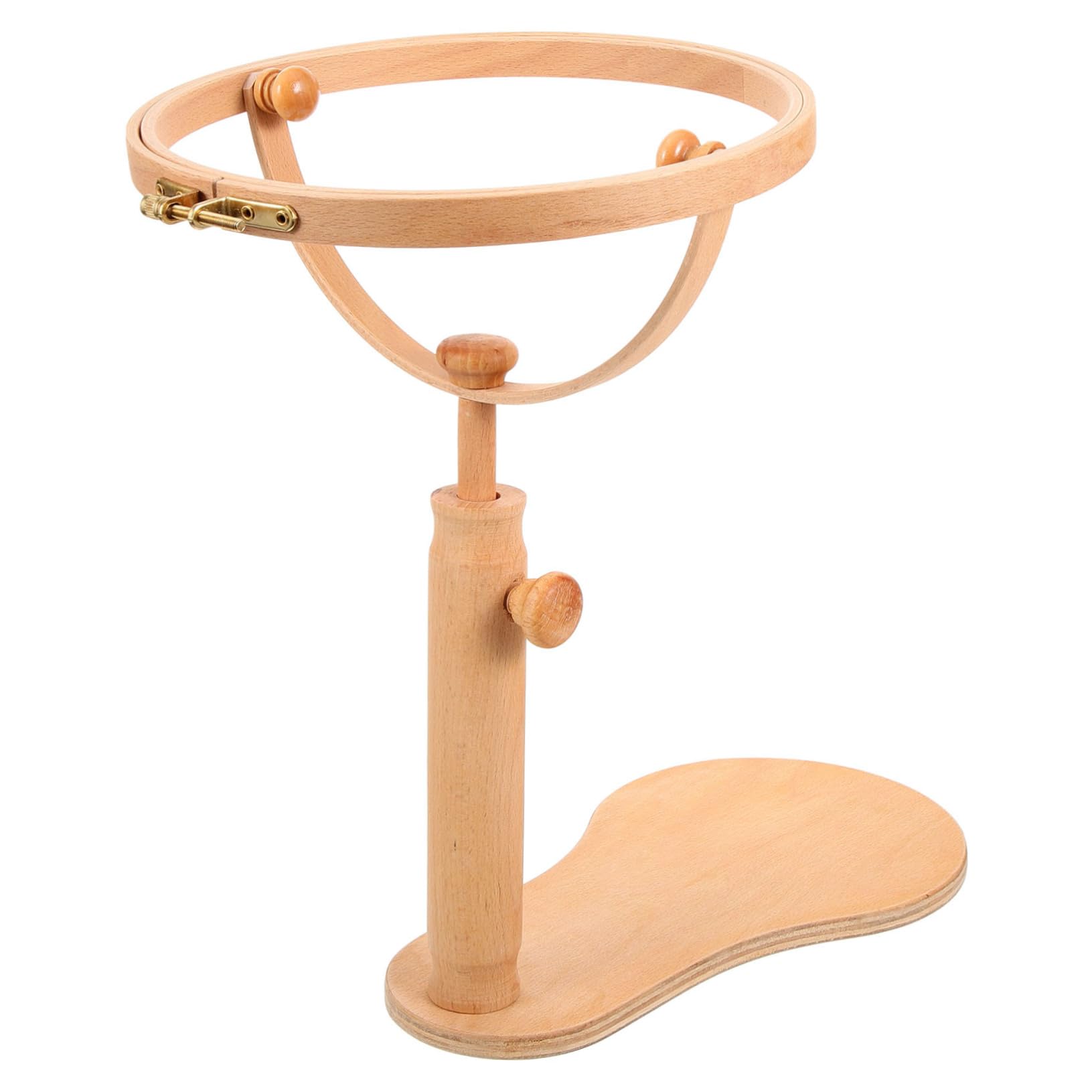LALAFINA Embossed Embroidery Stand Cross Stitch Hoop Stand Durable Wooden Bracket Compact Portable for Home Use