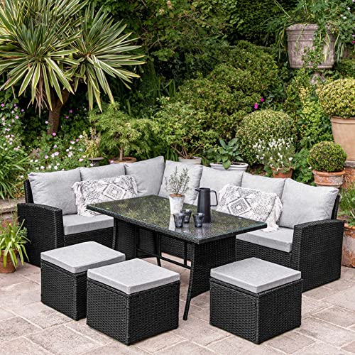 DEVOKO 6 Pcs Outdoor Conversation Set Patio Furniture Set All Weather Wicker Sectional Couch 7...