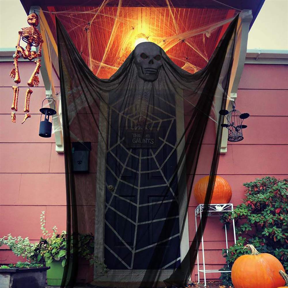 Wiszący rekwizyt na Halloween, wiszący szkielet, latający duch, długość 3,3 m, dekoracja wisząca na podwórko, imprezę, do baru (czarny)