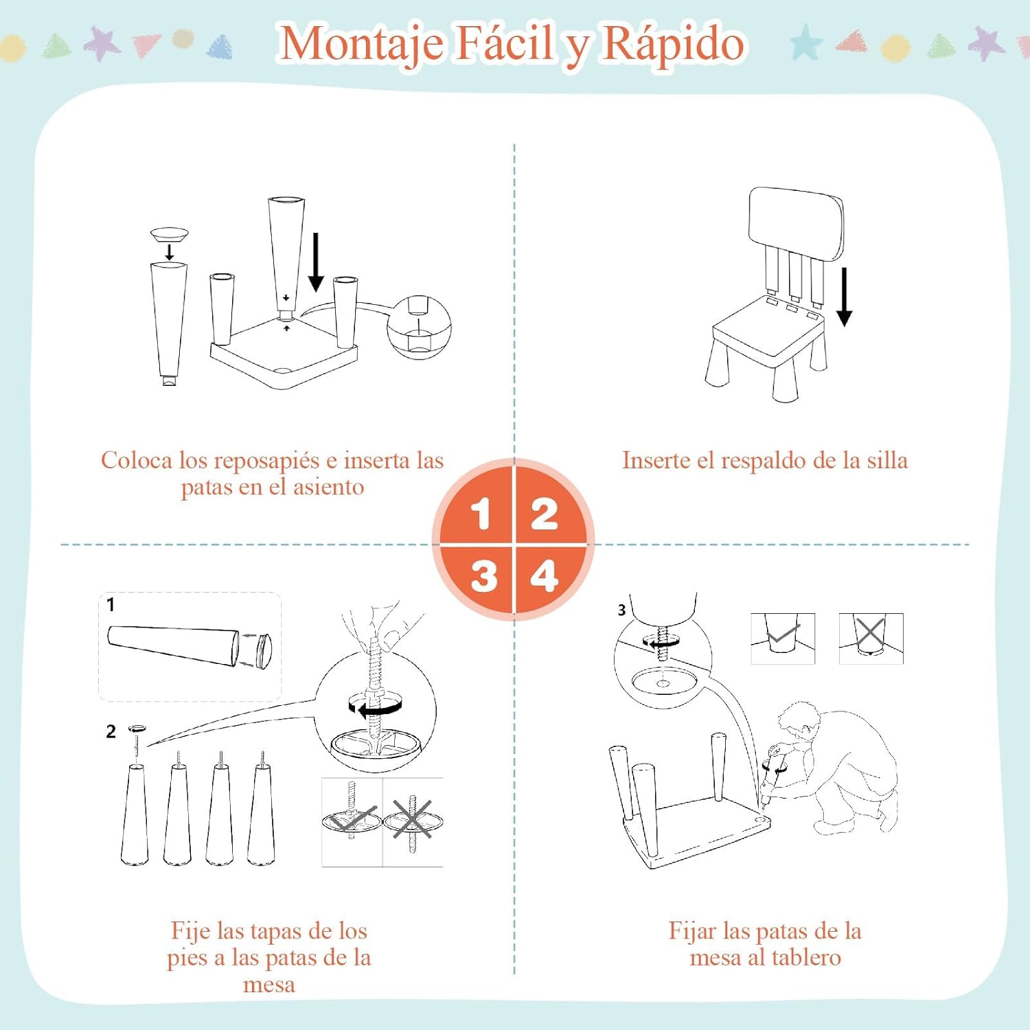 GOPLUS Juego de Mesa y Sillas para Niños de 1-7 Años, Conjunto de Mesa y Silla Infantil, Mueble para Bebé Pupitres de Juego Actividad Estudio, Estilo Sencillo, Carga 50 KG (Verde)