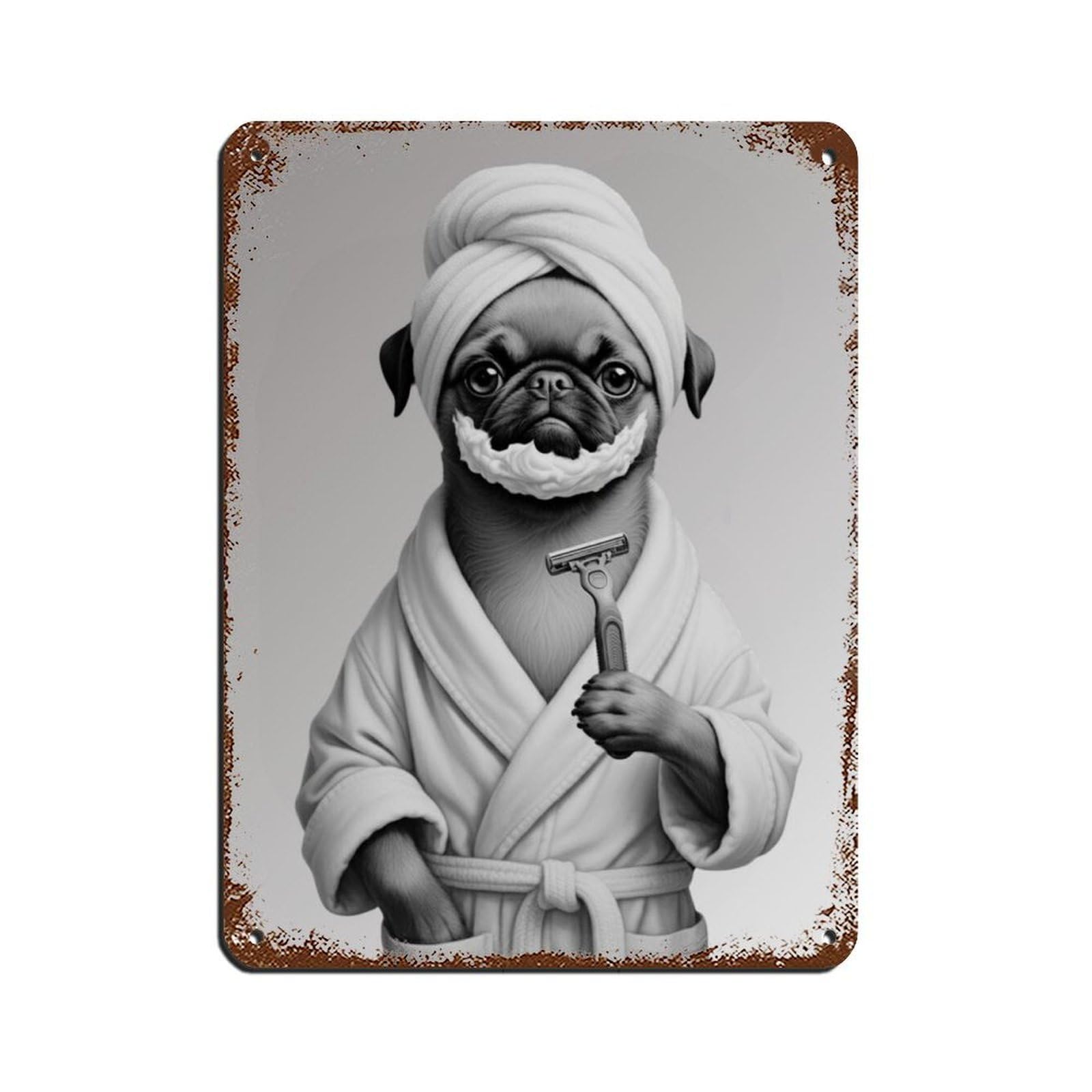 Brussels Griffon Dog Bathroom Art Retro Poster Metal Tin Sign Chic Art Retro Iron Painting Bar People Cave Cafe Family Garage Poster Wall Decoration 12x16inch(30x40cm)