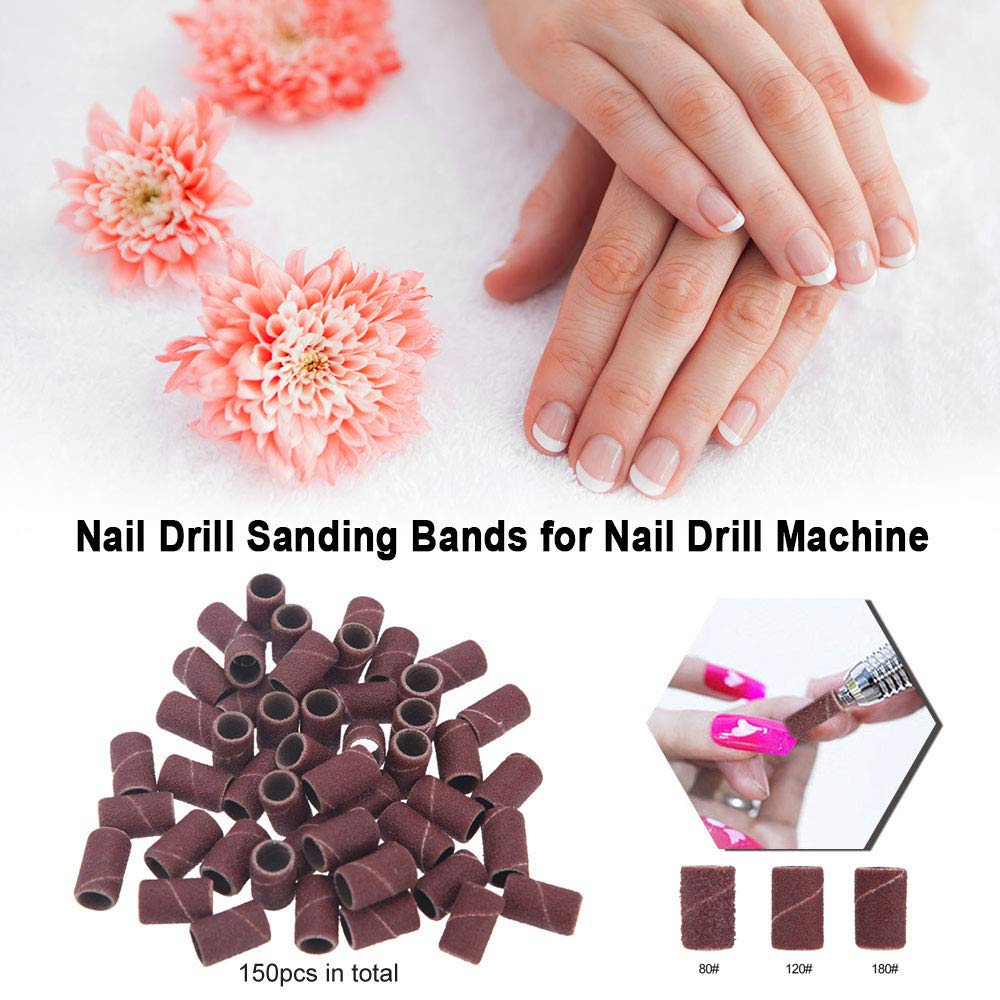 150 Stück Schleifhülsen Set – Für Nagelbohrer, Körnung 80/120/180, Maniküre & Pediküre
