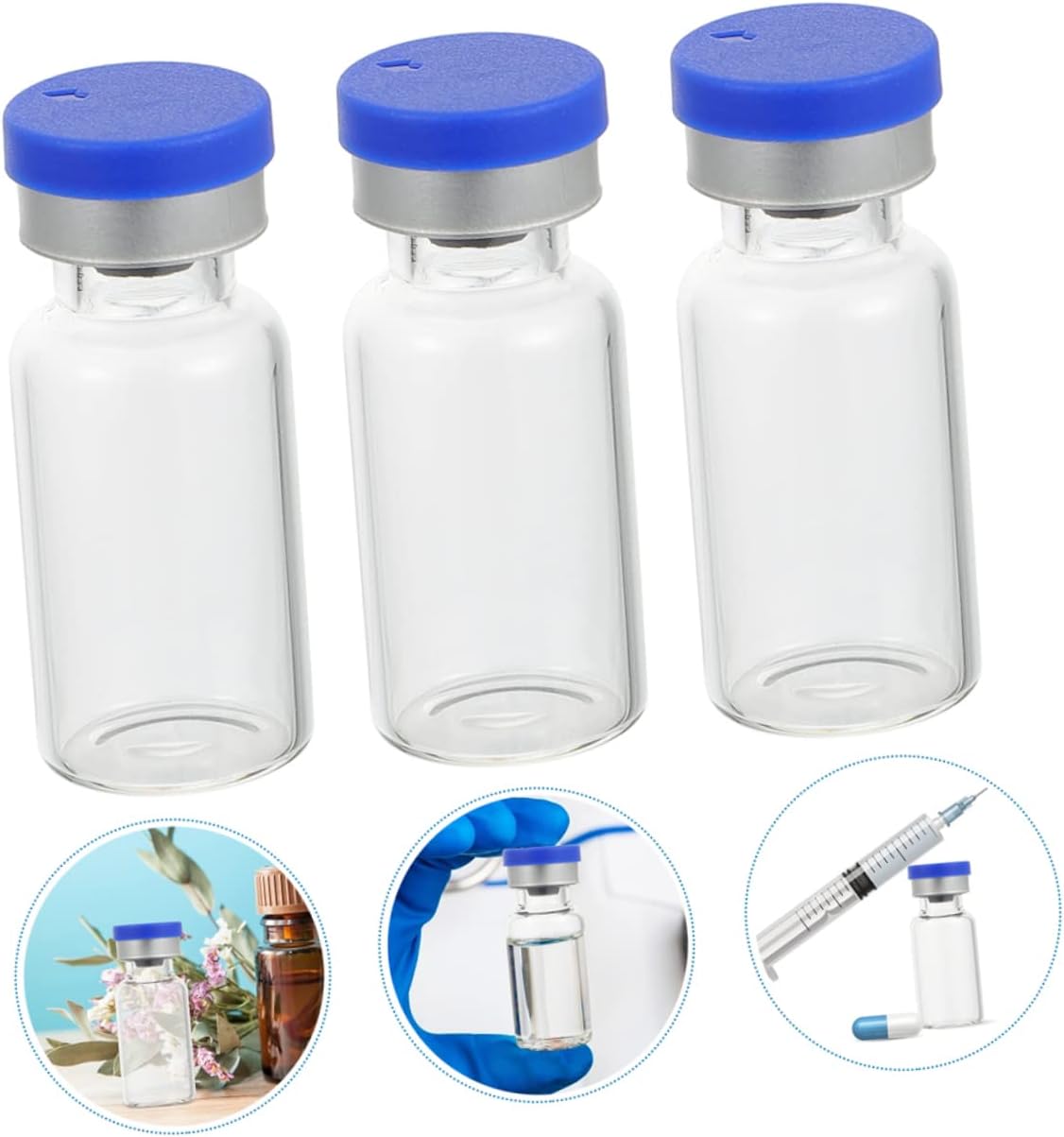 50pcs Liquid Sampling Vials Small Glass Storage Bottles Caps Lab Glass Vials for Essential Oils