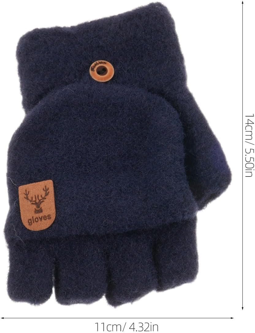 1 Pair Knitted Convertible Fingerless Gloves for Women Men, Lightweight Yarn Material Half-fingered Open Design, Warmth Retention for Chilly Days Outdoors and Backpacking