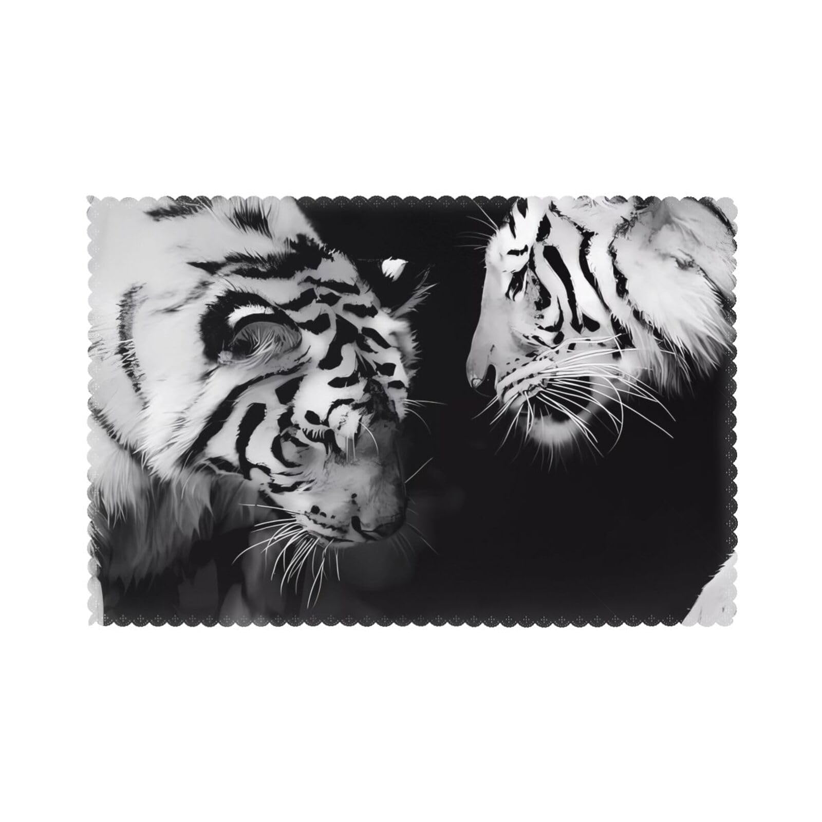 WHJSHOP Love Theme Couple Tigers Prints Placemats Set of 6 12x18in - Heat Resistant Table Layers for Homes, Hotels & Stylish Dining