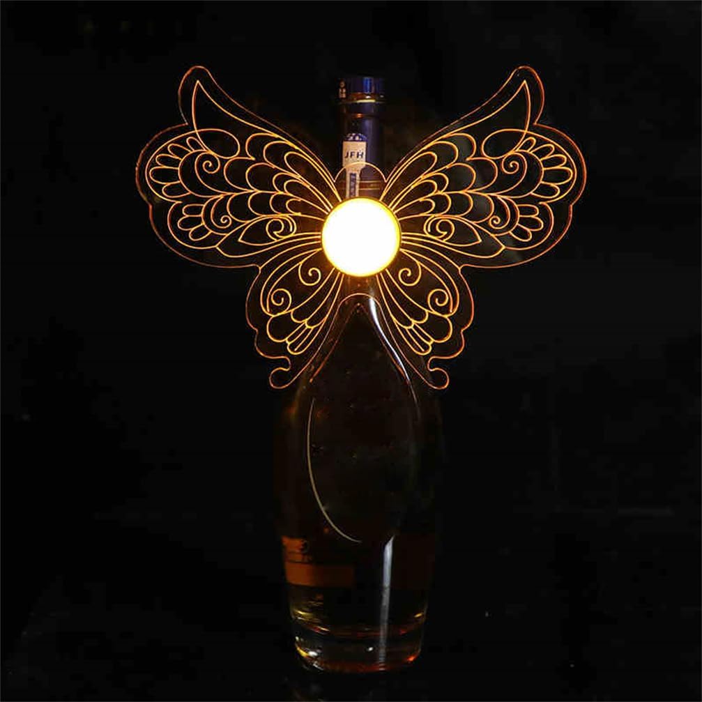 LED Lighting Wine Bottle Decoration Flashing Luminous Wine Bottle Display Nightclub Bar Disco Club Party Luminous Beer Bottle Rack(Size:Butterfly2,Color:Yellow)