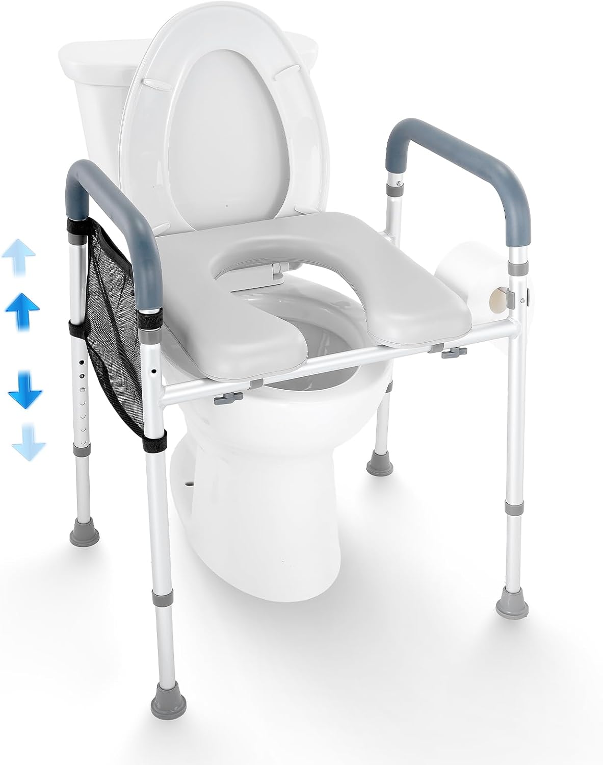 VEVOR Raised Toilet Seat, 7-Position Height Adjustment 655-805 Mm, 158. ...
