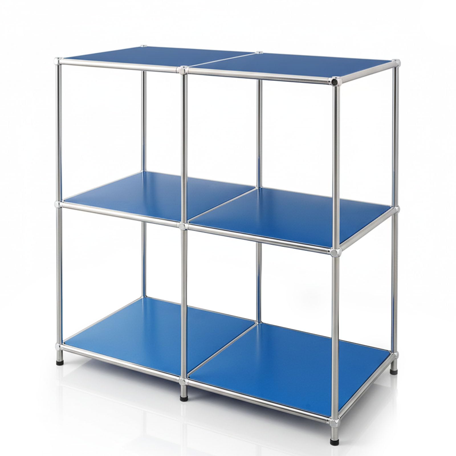 Floordirekt Regal, Metallregal, Sideboard - Chrom, 80Hx80Bx40T cm - Modulares Stecksystem im modernen Design, Metall Regal für Wohnzimmer, Büro, Flur - Würfelregal Concept Epure MK-027