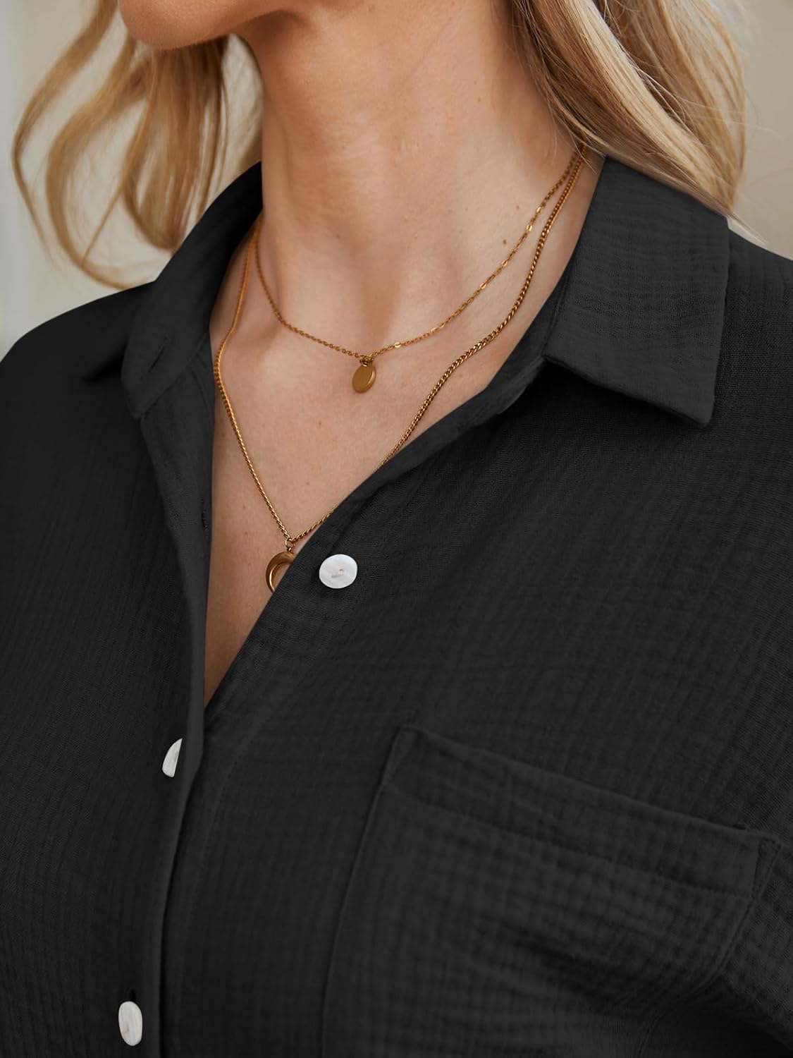 LILLUSORY Womens 2 Piece Linen Matching Lounge Sets 2026 Summer Vacation Outfits Long sleeve Button Down Oversized Pant Sets - Image 5