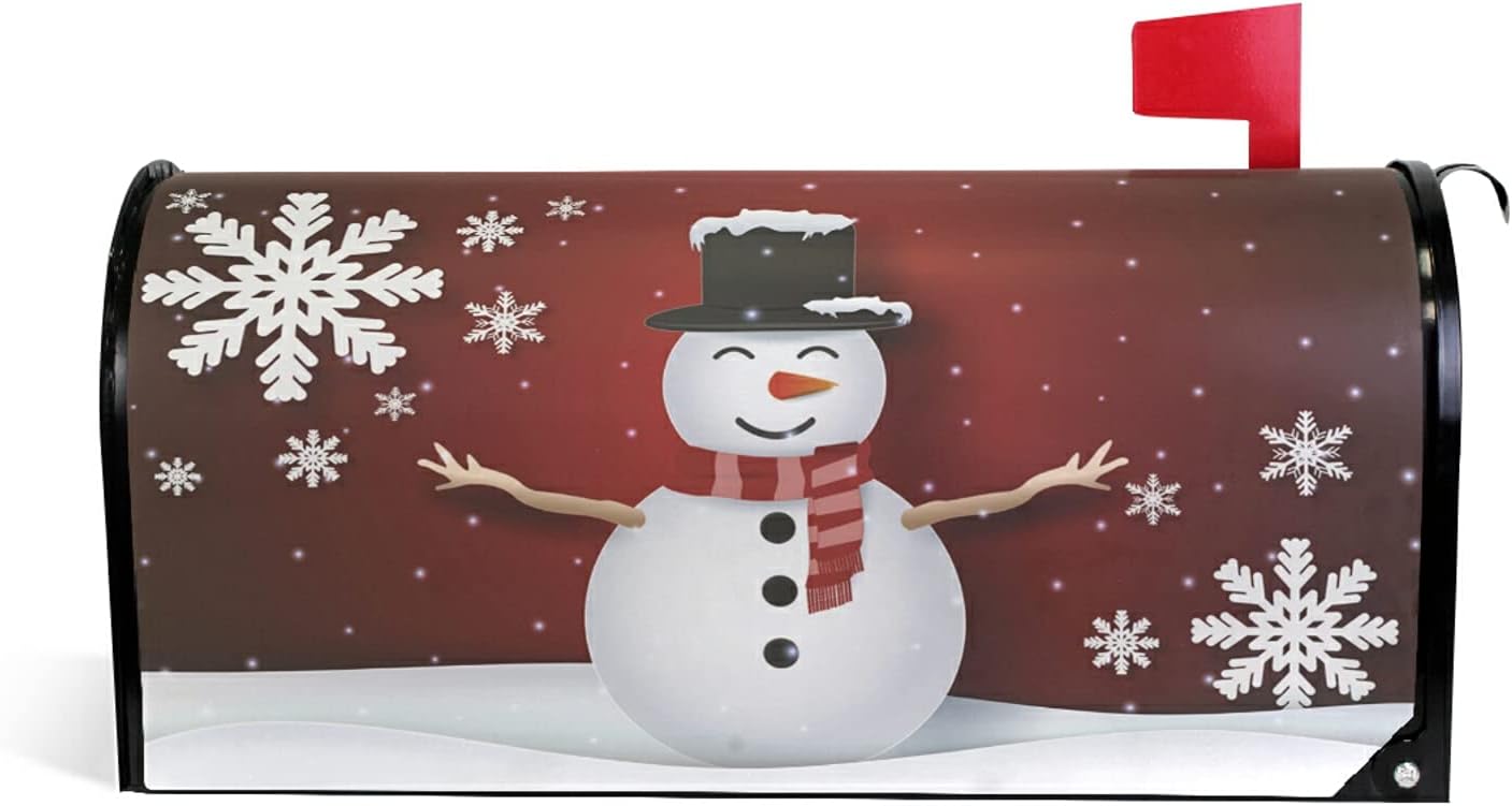 SUABO Mailbox Cover Snowman Standard Magnetic Mailbox Covers Wraps for Christmas Home Yard Garden Decor