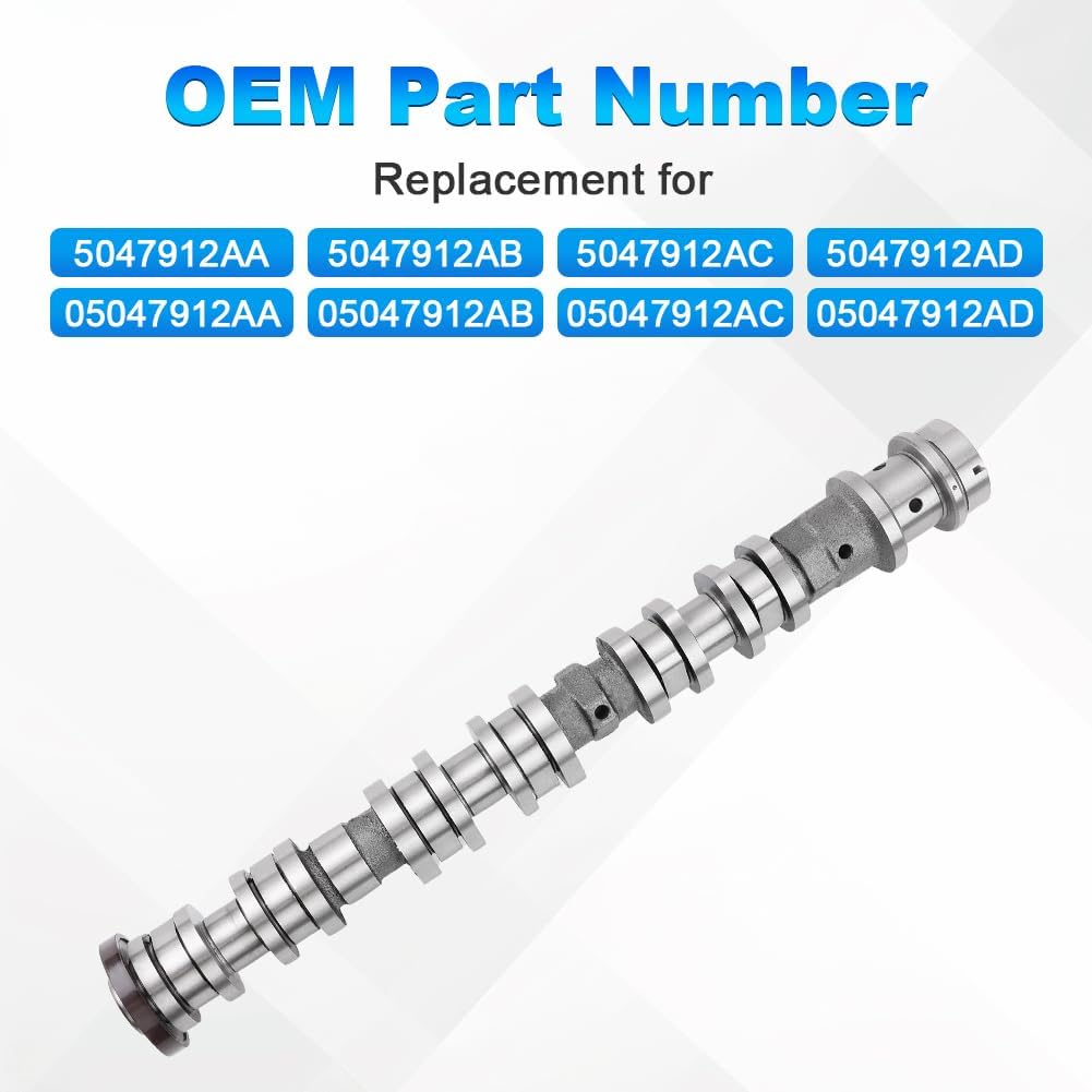 Left Side Intake Camshaft Compatible with Chrysler Voyager Chrysler Pacifica Dodge Durango Jeep Wrangler Grand Cherokee Gladiator Ram 1500 2500 3500 Engine Camshaft Replacement for 5047912AD