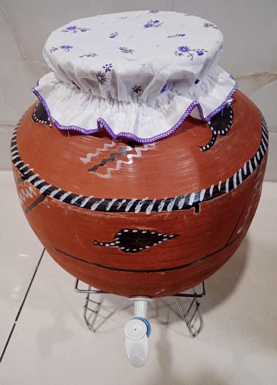 WINSLOW Beautiful Matka Cover with Rubber Grip Size Adjustable Made with 100% Cotton Washable and Reusable Cloth (Pack of 2, Multicolor)