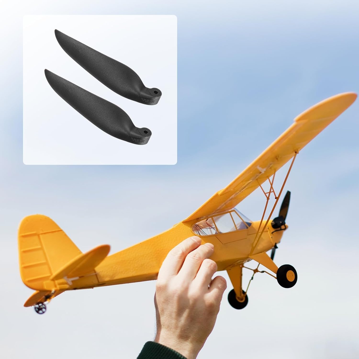 MECCANIXITY RC Glider Propeller Replacement Prop Blades, 9x5 Inch RC Folding Propeller Nylon Blades Parts for Spinner D28-D48mm Glider Airplane Prop Replacement(Black, 1 Pair)