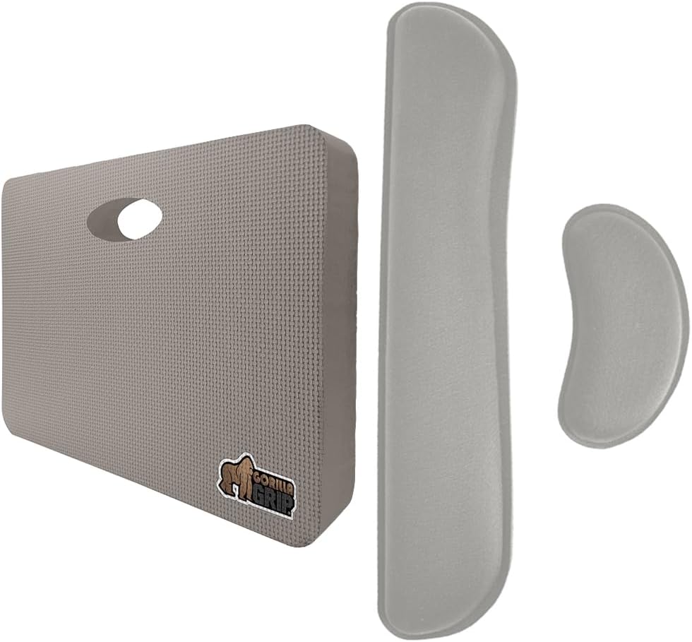 Gorilla Grip Kneeling Pad and Wrist Rest, Cushioning for Knee in 17.5x11 Inch Lightweight in Gray, Memory Foam Wrist Rest 2 Pcs Mousepad Rests in Gray, 2 Item Bundle