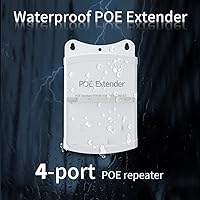 Vista 4 de Extensor Poe, repetidor PoE+ 1 en 4 salidas, 10/100 Mbps, se extiende 820.2 ft, 60 W cumple con IEEE802.3af/at para interruptor/inyector PoE