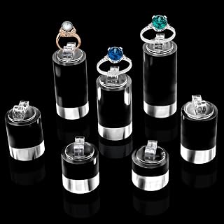 7 Pack Acrylic Ring Display Holder Clear Cylinder Jewelry Stand for Wedding Engagement Rings Organizer Sturdy Solid Showcase