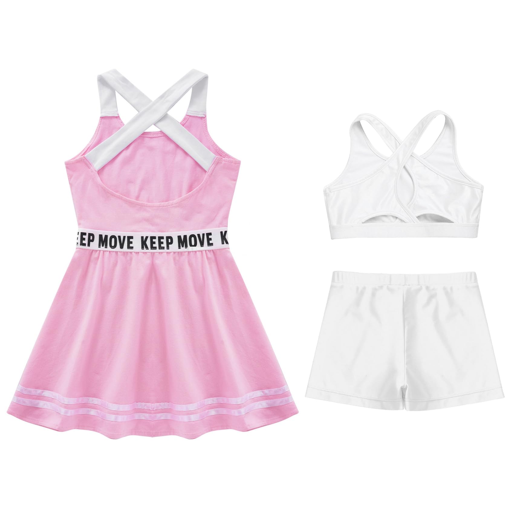 Vestido de tenis para niña con camisetas de tirantes y pantalones cortos, traje deportivo