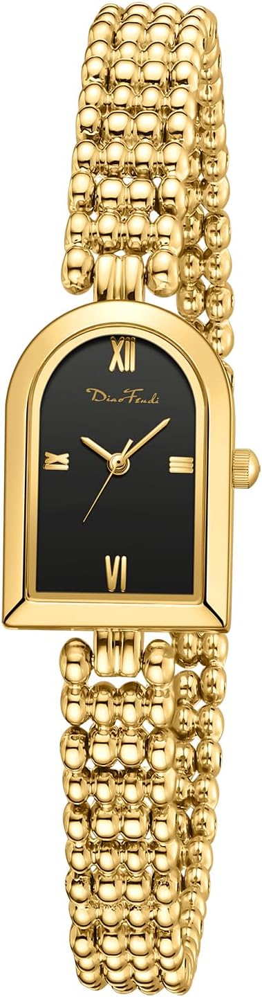 Diaofendi Petite Arch Gold Women’s Watch, Elegant Waterproof Ladies Watch with Japanese Quartz Movement, Adjustable Strap with Fit Tool