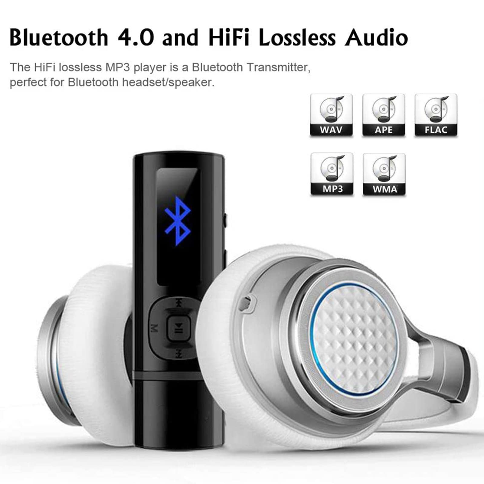 Lecteur Mp3 USB 8Go avec Ecran LCD, Mini Lecteur Musique Baladeur Léger pour Le Sport, Radio FM, Carte Extensible de 64 GB