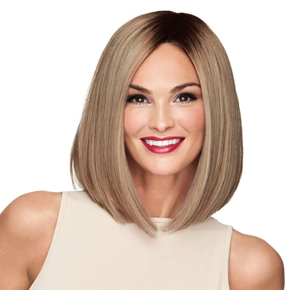 Hair u wear Current Events Long Textured Bob Wig, Average Size Cap, SS10/22 Iced Cappuccino