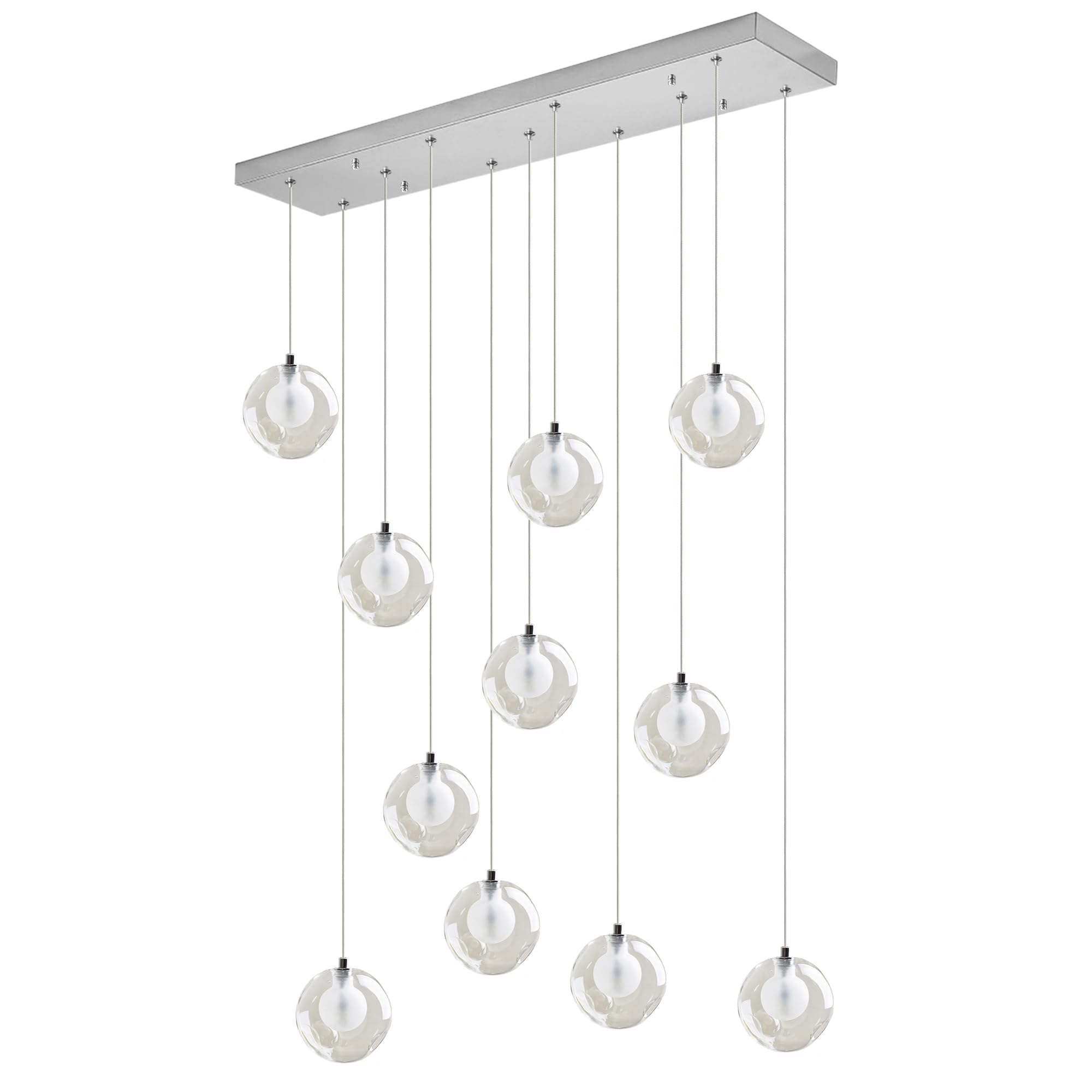 FYZDLAOR 11-Light Rectangle Pendant Lights Postmodern Raindrop Linear Chandelier Double Layer Glass Shades Flush Mount Ceiling Fixtures
