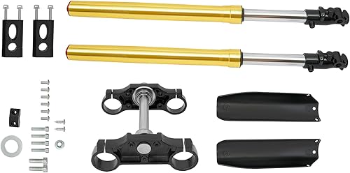 Miniatura 9 de Juego de horquillas delanteras de 29 pulgadas de 45/1.890 in, abrazaderas triples para 110 cc y 125 cc, horquillas delanteras, amortiguadores de