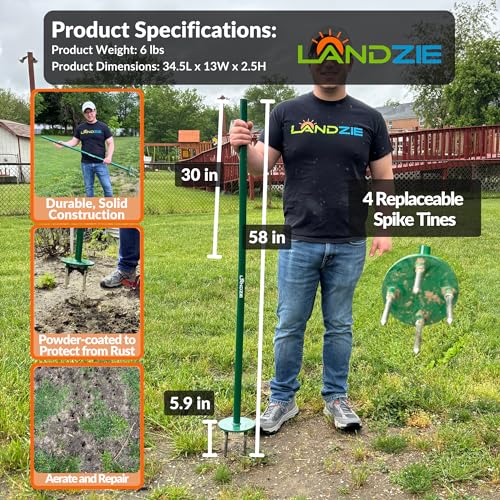 Landzie Spot Seeder Lawn Aerator Tool and Grass Patch Repair Tool - Spike Seeding Tool and Slit Seeder Aerator Lawn Tool for Lawn Repair & Dog Spots Heavy-Duty Spot Aerator Dethatcher for Grass Repair - Thumbnail 5