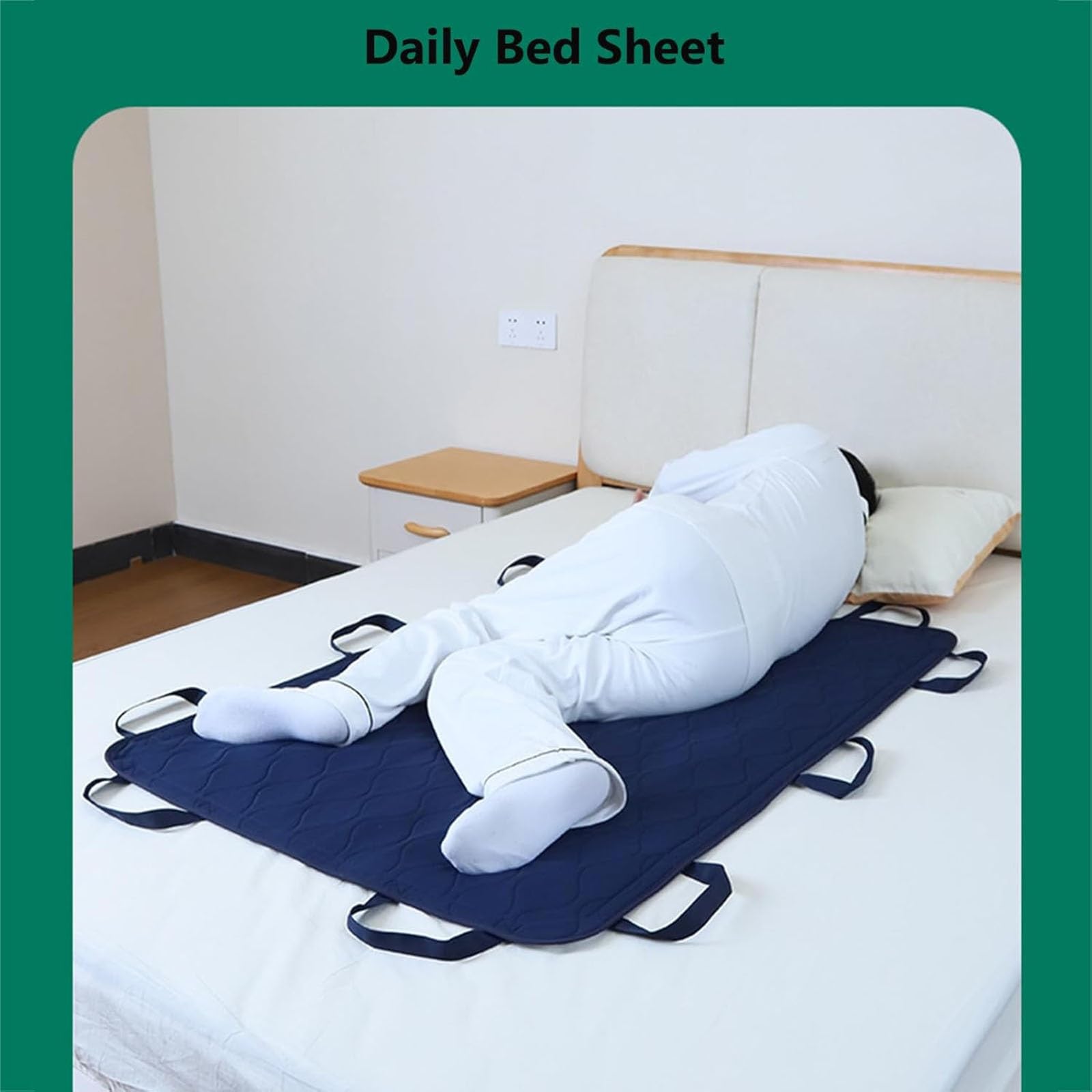 Almohadilla de cama de posicionamiento con asas, Sábana de transferencia reutilizable y lavable para girar, levantar y reposicionar,Tabla de transferencia de pacientes