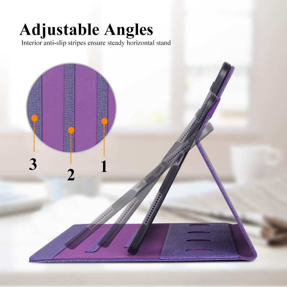 Skycase iPad Pro 12.9 Case 2018, iPad Pro 12.9 3rd Generation Case, [Support Apple Pencil Charging] Auto Dormancy Canvas Multi-Angle Viewing Stand Folio Case for Apple iPad Pro 12.9 inch 2018, Purple